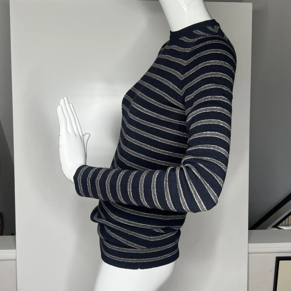 Brunello Cucinelli Sz L Virgin Wool Cashmere Long Sleeve T-Shirt Fitted Sweater